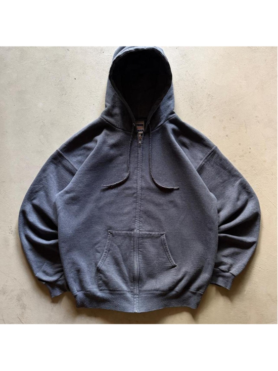 Hanes Other - vintage 90s hanes blank grey boxy cropped zip up hoodie
